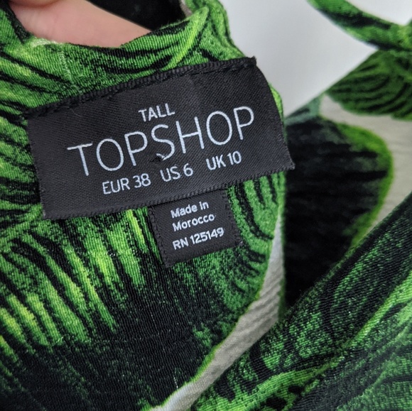 Topshop Palm Print Slip Dress US 6 - Picture 3 of 5